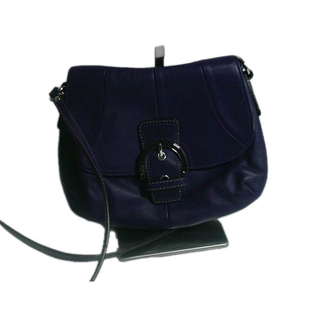 Coach Soho Purple Leather Flap Crossbody Bag Buckle Front Small Shoulder Purse